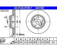 2x Brake disc Vented 24.0124-0169.1 ATE for RENAULT LAGUNA II