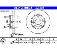 ATE Brake Disc 24.0124-0182.1 Vented - Fits Mitsubishi RVR Space Wagon