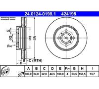 2x Brake disc Vented 24.0124-0198.1 ATE for FORD FOCUS I FOCUS I Turnier