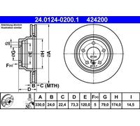 Brake disc ATE 24.0124-0200.1 for BMW 3 (E90) 2.5 2006-2011