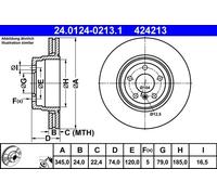 ATE Brake Disc 24.0124-0213.1 – Vented – 2 pcs L/R – Fits BMW 7