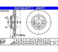 2x Brake disc Vented 24.0124-0217.1 ATE for MAZDA RX-8