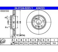 ATE 24.0124-0223.1 Brake disc