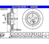 ATE Brake Disc 24.0124-0236.1 Vented for Mercedes-Benz CLS / E-Class (W211)