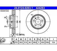 2x Brake disc Vented 24.0124-0263.1 ATE for SEAT VW AUDI SKODA