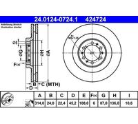 2x Brake disc Vented 24.0124-0724.1 ATE for MITSUBISHI L200 PAJERO/SHOGUN Mk II