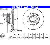 Brake Disc AUDI COUPE B3 2.3 20V 24.0125-0106.1 (1 pcs)