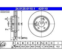 2x Brake disc Vented 24.0125-0110.1 ATE for MERCEDES-BENZ C-CLASS E-CLASS SLK