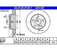 2x Brake disc Vented 24.0125-0129.1 ATE for TOYOTA MR2 II