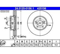 2x Brake disc Vented 24.0125-0156.1 ATE for TOYOTA AVENSIS AVENSIS Liftback