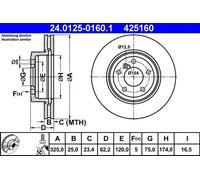 2x Brake disc Vented 24.0125-0160.1 ATE for BMW X3