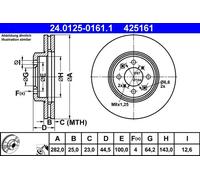 ✅Fits ATE 24.0125-0161.1 Brake disc 1 pc. 24.0125-0161.1 Brake disc ⭐UK Seller⭐