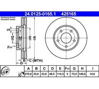 2x Brake disc Vented 24.0125-0165.1 ATE for MAZDA 5 3 Saloon 3