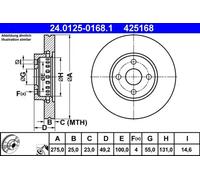 2x Brake disc Vented 24.0125-0168.1 ATE for TOYOTA COROLLA COROLLA Estate