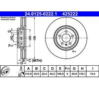 1X Brake disc ATE 24.0125-0222.1 for AUDI A1 City Carver (GBH) 1 2019-2022