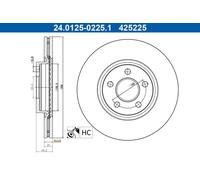 ATE Brake Disc 24.0125-0225.1 - Vented - 2x for Ford Transit Connect MPV