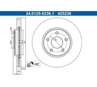 ATE 24.0125-0236.1 Brake disc