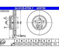 ATE 24.0125-0700.1 Brake disc