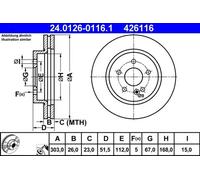 2x Brake disc Vented 24.0126-0116.1 ATE for MERCEDES-BENZ M-CLASS