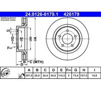 2x Brake disc Vented 24.0126-0179.1 ATE for CHRYSLER 300M CONCORDE