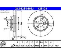 2x Brake disc Vented 24.0128-0103.1 ATE for MERCEDES-BENZ 190 E-CLASS 124 Saloon