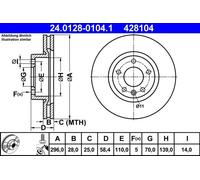 ATE Brake disc 24.0128-0104.1 296,0 28,0 5 110,0 Vented Coated Alloyed/High-carbon VAUXHALL: Senator Mk2, Omega Saloon, Carlton Mk3 Limousine