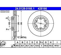 2x Brake disc Vented 24.0128-0166.1 ATE for NISSAN TERRANO II PICK UP NAVARA
