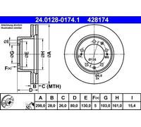 1X Brake disc ATE 24.0128-0174.1 for PORSCHE 911 (964) 3.6 1988-1993