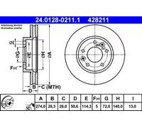 Brake discs KIA CARNIVAL II 2.5 V6 24.0128-0211.1