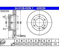 2x Brake disc Vented 24.0128-0226.1 ATE for FORD MAZDA