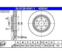 2x Brake disc Vented 24.0128-0241.1 ATE for NISSAN NP300 PICKUP NAVARA NP300