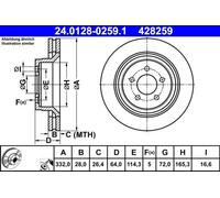2x Brake disc Vented 24.0128-0259.1 ATE for JEEP LIBERTY