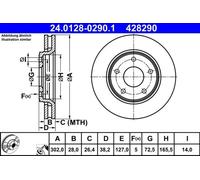 2x Brake disc Vented 24.0128-0290.1 ATE for FIAT CHRYSLER