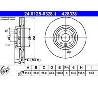 Genuine ATE Brake Disc For Jaguar XE 15- T4N1799