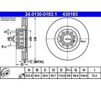 ATE Brake disc 24.0130-0183.1 323,0 30,0 5 112,0 Vented Coated High-carbon AUDI: A8 D3, A8 D2, A6 C4 Avant, VOLKSWAGEN: Phaeton