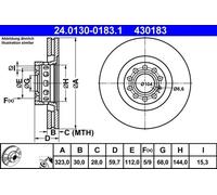 ATE Brake disc 24.0130-0183.1 323,0 30,0 5 112,0 Vented Coated High-carbon AUDI: A8 D3, A8 D2, A6 C4 Avant, VOLKSWAGEN: Phaeton