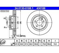 Brake disc ATE 24.0130-0188.1 for DISCOVERY III (L319) 4.4 2004-
