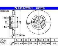 2x Brake disc Vented 24.0130-0203.1 ATE for SUBARU IMPREZA Saloon IMPREZA Estate