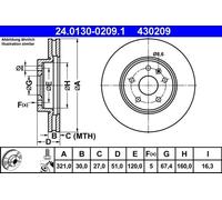 2x Brake disc Vented 24.0130-0209.1 ATE for SAAB OPEL CHEVROLET