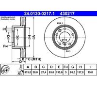 2x Brake disc Vented 24.0130-0217.1 ATE for MERCEDES-BENZ PUCH