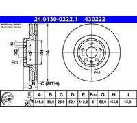 ATE Brake disc 24.0130-0222.1 345,0 30,0 5 112,0 Vented Coated High-carbon AUDI: A6 C7 Saloon, A6 C7 Avant, A7 Sportback, PORSCHE: Macan