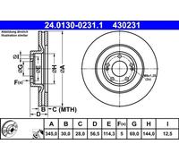 2x Brake disc Vented 24.0130-0231.1 ATE for HYUNDAI GENESIS Coupe GENESIS
