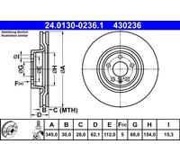 ATE Brake Disc 4G0615301N (24.0130-0236.1) - Genuine Vented - For Audi A6 (2012-2018)