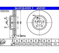 2x Brake disc Vented 24.0132-0101.1 ATE for MERCEDES-BENZ SLK C-CLASS E-CLASS