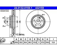 ATE 24.0132-0159.1 Brake disc