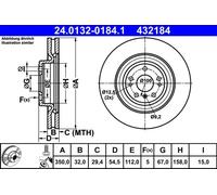 2x Brake disc Vented 24.0132-0184.1 ATE for MERCEDES-BENZ M-CLASS GL-CLASS GLE