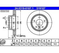 2x Brake disc Vented 24.0319-0107.1 ATE for BMW 3 Touring 3 3 Coupe 3 Compact