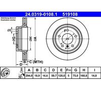 2x Brake disc Vented 24.0319-0108.1 ATE for BMW 3 3 Coupe 3 Touring 3 Compact