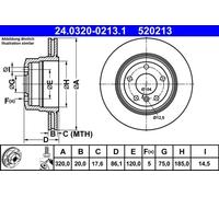 2x Brake disc Vented 24.0320-0213.1 ATE for BMW 5 5 Touring