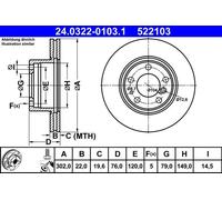ATE Brake Disc 24.0322-0103.1 Vented - 2 pcs